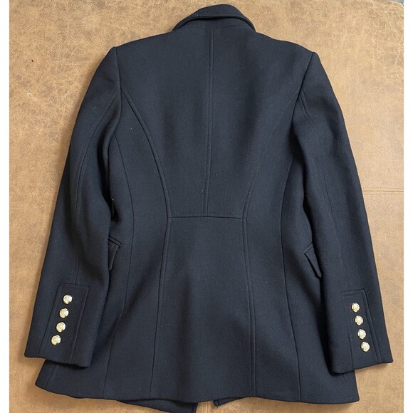 Zara Coat Women S Black Gold Double Breasted Buttons Old Money Preppy Military - Picture 2 of 7